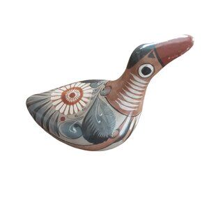 Vtg. Mexican Tonala Pottery Duck Folk Art Handpainted